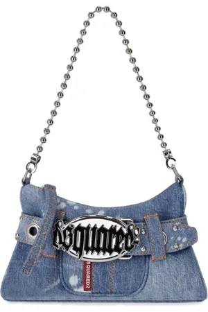 Dsquared2 Tassen, Dames, Blauw, ONE Size, Denim, Gothic Denim Tas met Maxi Gesp