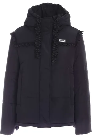 VIVETTA Jassen, Dames, Zwart, S, Polyester, Zwarte Gerimpelde Gewatteerde Jas