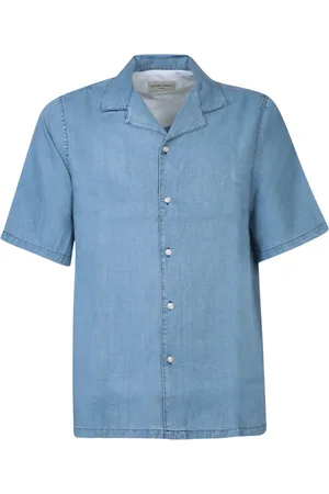 OFFICINE GENERALE Overhemden, Heren, Blauw, L, Short Sleeve Shirts