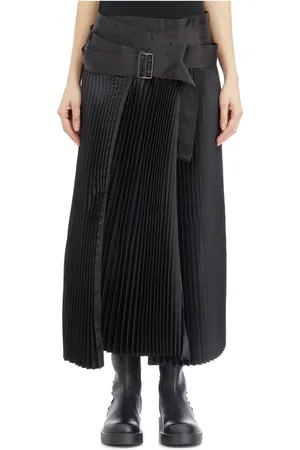 JUNYA WATANABE Rokken, Dames, Zwart, S, Geplooide rok met riem