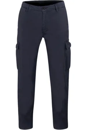 MOORER Broeken, Heren, Blauw, XL, Katoen, Broek met Cargo Zakken