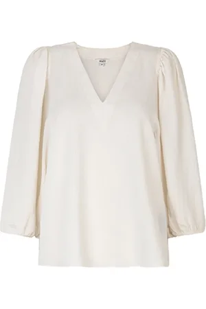mbyM Blouses & Shirts, Dames, Wit, S, Polyester, Off- V-hals blouse Antoni