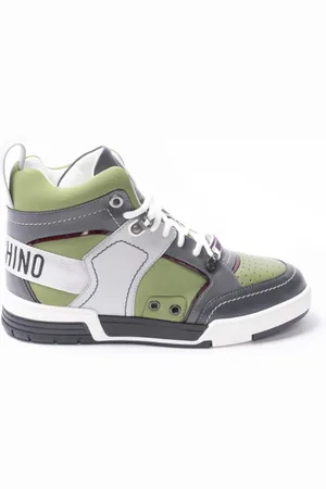 Moschino Schoenen, Heren, Veelkleurig, 40 EU, Leer, Militair Groene Hoge Sneakers
