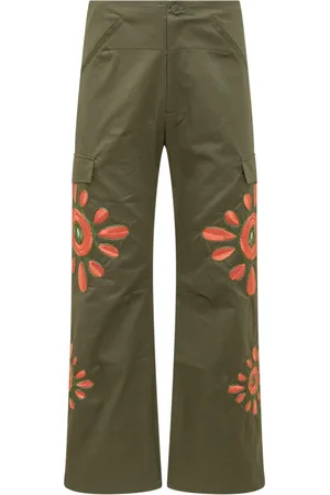 Bluemarble Broeken, Heren, Groen, S, Cargo Broek met Bloemen