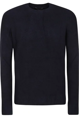 Roberto Collina Truien, Heren, Blauw, XS, Katoen, Blauwe Crew Neck Sweater