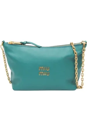 Miu Miu Pre-owned, Dames, Groen, ONE Size, Leer, Tweedehands leren schoudertassen