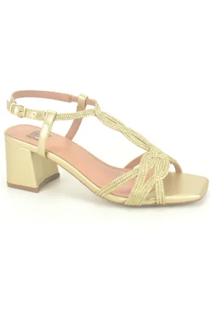 Bibi Lou Schoenen, Dames, Geel, 35 EU, Goud Raffia O. DH. 5cm