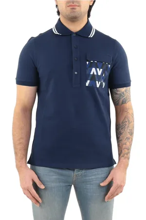 VALENTINO Tops, Heren, Blauw, L, Heren Polo Jersey, Regular, Tasca Ny
