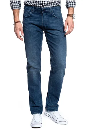 Lee Jeans, Heren, Blauw, W34 L32, Denim, Blauwe Regular Denim Jeans