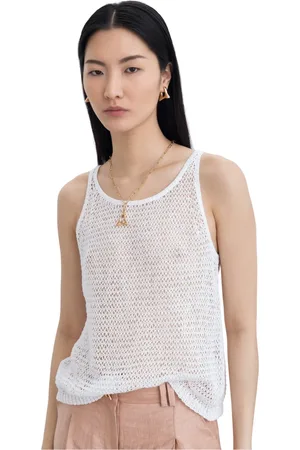 AERON Tops, Dames, Wit, L, Katoen, Knapperige Katoenen Tanktop