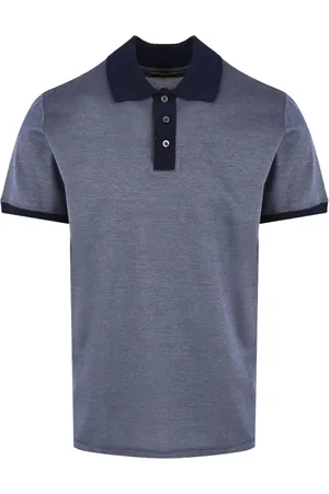 MOORER Tops, Heren, Blauw, L, Blauwe T-shirts en Polos