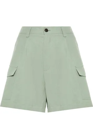 Woolrich Korte broeken, Dames, Groen, W28, Linnen, Short Shorts