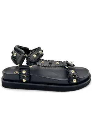 Ash Schoenen, Dames, Zwart, 38 EU, Leer, Flat Sandalen