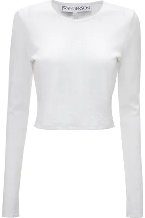 J.W.Anderson Tops, Dames, Wit, L, Katoen, Monogram Jacquard Witte Top