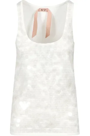 Nº21 Tops, Dames, Wit, XL, Pailletten, Mouwloze Top