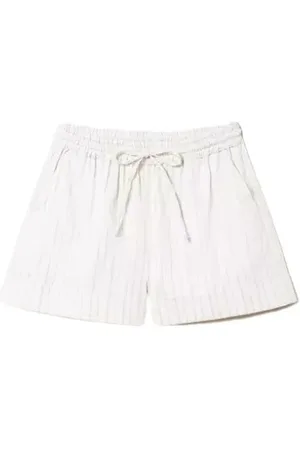 Twin-Set Korte broeken, Dames, Wit, M, Linnen, Short Shorts