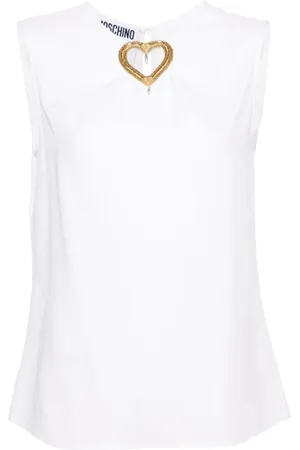 Moschino Tops, Dames, Wit, S, Mouwloze Top
