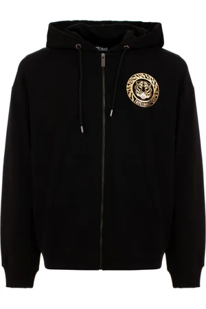 Roberto Cavalli Sweatshirts & Hoodies, Heren, Zwart, XL, Zwarte Hoodie Truien