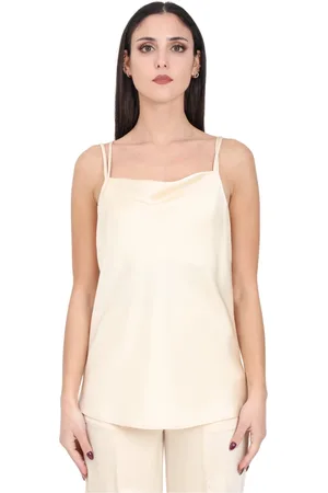 SIMONA CORSELLINI Tops, Dames, , M, Polyester, Ivoor Dubbele Band Top