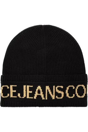 VERSACE Accessoires, Heren, Zwart, ONE Size, Zwarte Couture Hoed