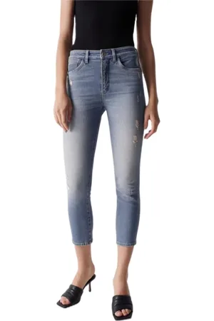 Salsa Jeans, Dames, Blauw, W27 L28, Katoen, Slim Cropped Faith Jeans
