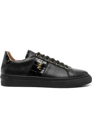 BILLIONAIRE Schoenen, Heren, Zwart, 44 EU, Leer, Zwarte Lo-Top Casual Sneakers
