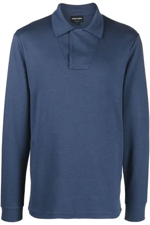 Giorgio Armani Tops, Heren, Blauw, M, Katoen, Polo Shirts