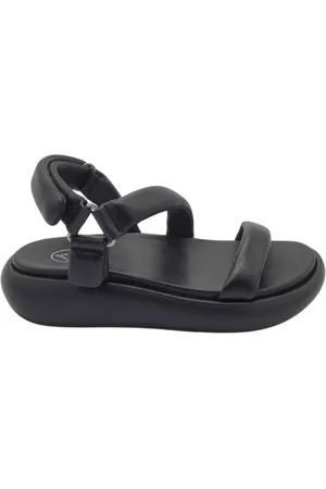 Ash Schoenen, Dames, Zwart, 40 EU, Leer, Flat Sandalen