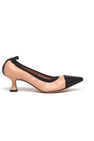 ANNA F. Schoenen, Dames, Roze, 36 EU, Leren Decolleté in Zwart Blush