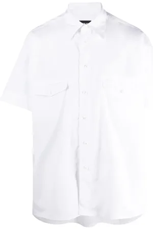 Giorgio Armani Overhemden, Heren, Wit, M, Katoen, Elegante Witte Korte Mouw Shirt