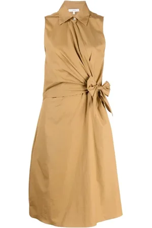 Vince Kleedjes, Dames, Bruin, XL, Katoen, Bruine Maxi Wrap Shirtjurk
