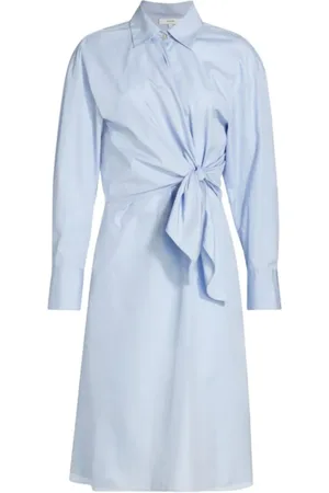 Vince Kleedjes, Dames, Blauw, L, Katoen, Lichtblauwe Wrapover Jurk