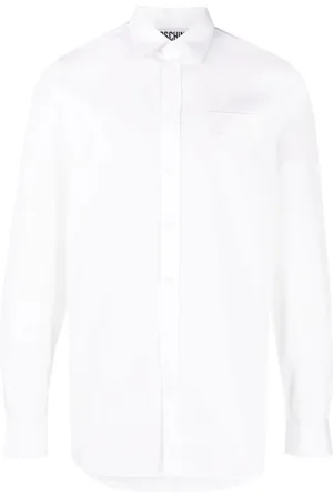 Moschino Overhemden, Heren, Wit, M, Katoen, Long Sleeve Tops