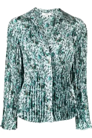 Vince Blouses & Shirts, Dames, Veelkleurig, S, Polyester, Blauwe Berry Blooms Geplooide Blouse