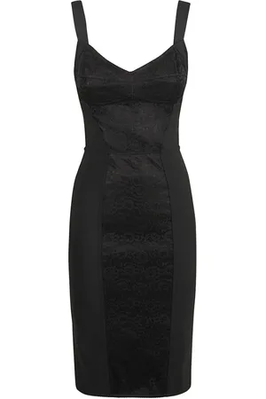 Dolce & Gabbana Kleedjes, Dames, Zwart, S, Polyester, Zwart Bloemen Kant Mouwloze Jurk