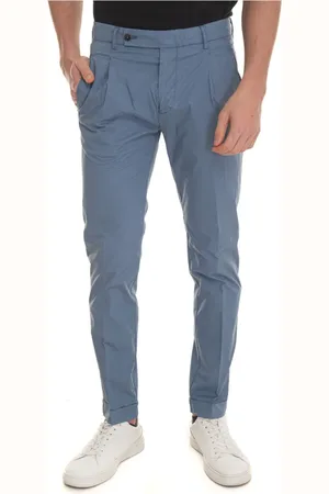 Berwich Broeken, Heren, Blauw, M, Katoen, Stone Washed Retro-GD Chino Broek