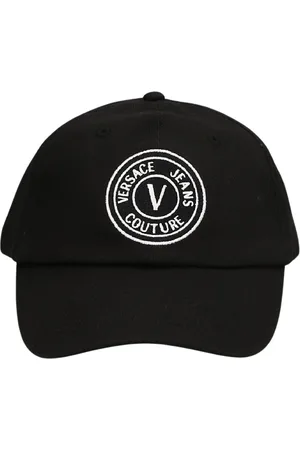 VERSACE Accessoires, Heren, Zwart, ONE Size, Katoen, Zwarte Katoenen Logocap
