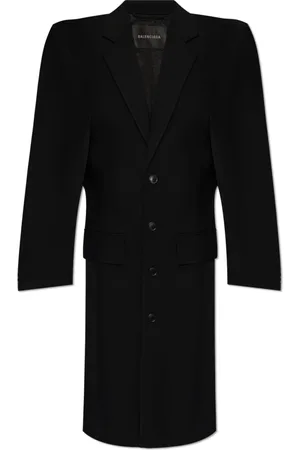 Balenciaga Mantels, Dames, Zwart, M, Wol, Wollen jas
