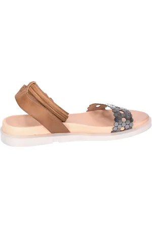 Mjus Schoenen, Dames, Veelkleurig, 36 EU, Leer, Casual Camel Leren Dames Sandalen