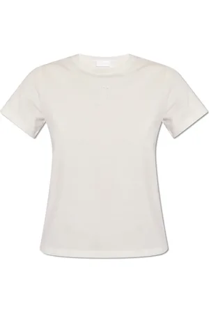 Moncler Tops, Dames, Wit, L, Katoen, T-shirt met logo