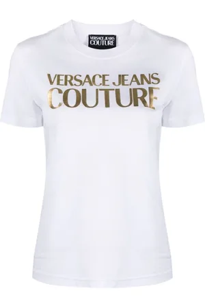 VERSACE Tops, Dames, Wit, 2Xs, Witte T-shirts Polos voor Dames