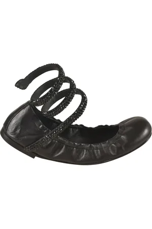 RENE CAOVILLA Schoenen, Dames, Zwart, 38 EU, Zwarte platte schoenen Elegante stijl