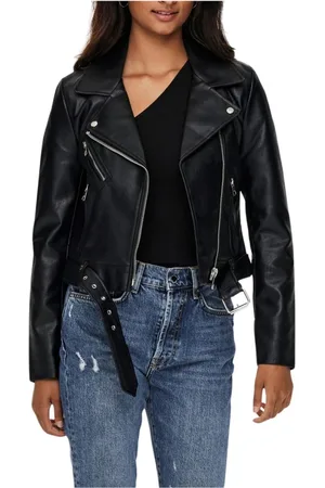 ONLY Jassen, Dames, Zwart, S, Katoen, Onlvera Faux Leather Biker CC OTW - 15232135