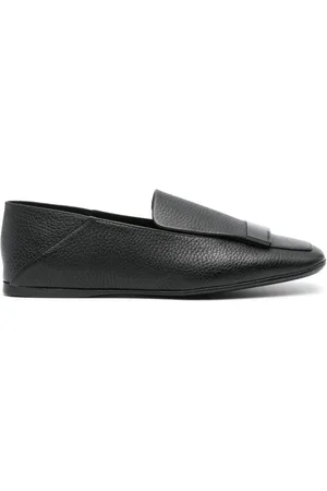 Sergio Rossi Schoenen, Dames, Zwart, 39 EU, Leer, Zwarte leren instappers