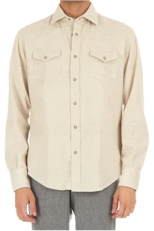 ELEVENTY Overhemden, Heren, , L, Denim, Velvet Western Denim Shirt