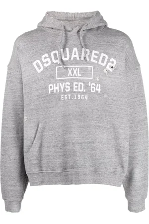 Dsquared2 Sweatshirts & Hoodies, Heren, Grijs, XS, Katoen, Oversized Grijze Hoodie Sweatshirt