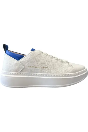 Alexander Smith Schoenen, Heren, Wit, 42 EU, Leer, Blauwe Sneakers met Logo Detail