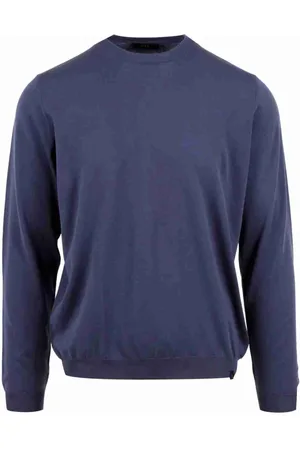 FAY Sweatshirts & Hoodies, Heren, Blauw, M, Katoen, Stijlvolle Gebreide Trui