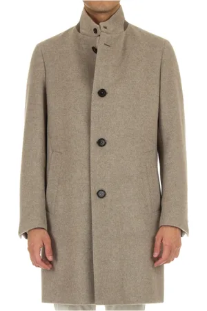 Ermenegildo Zegna Mantels, Heren, , S, Kasjmier, Kasjmier Beversjas Staande Kraag