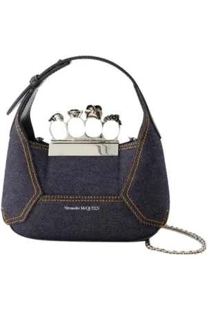 Alexander McQueen Tassen, Dames, Blauw, ONE Size, Katoen, Leather shoulder-bags